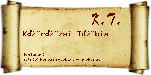 Körözsi Tóbia névjegykártya
